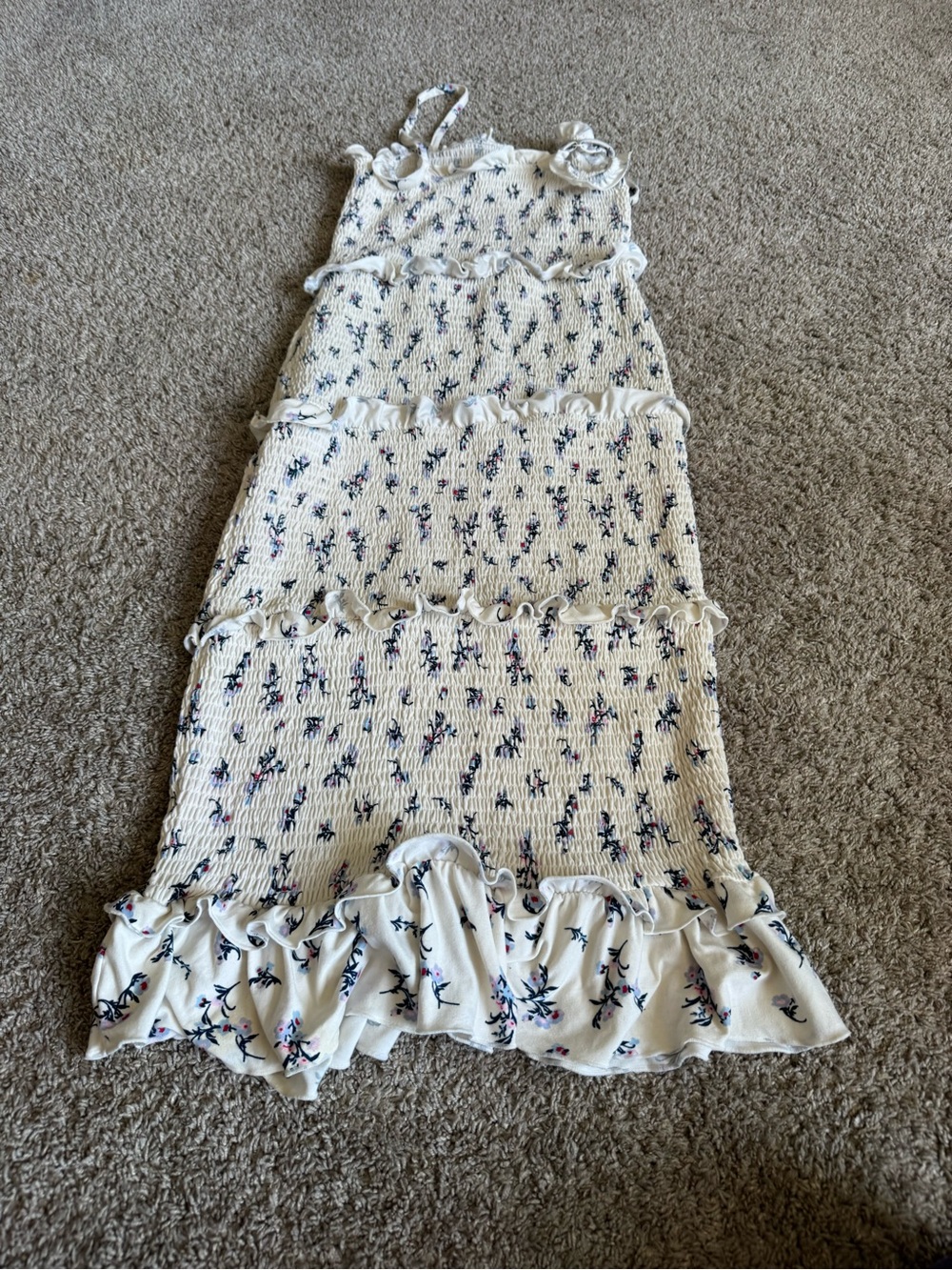 No Boundaries Cream Floral Ruffle Maxi Dress